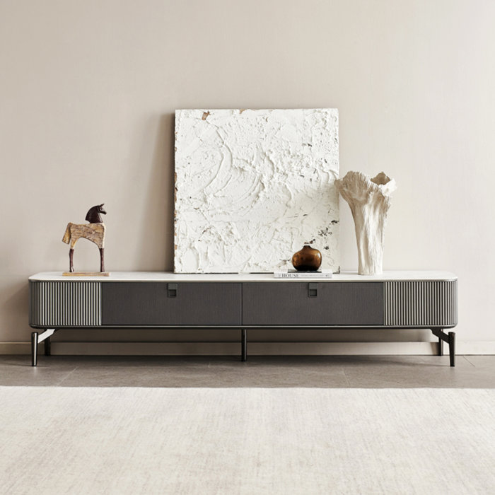 Orren Ellis Zeshawn Modern Rectangle Sintered Stone TV Stand with Legs